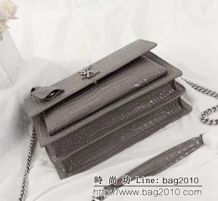 YSL聖羅蘭 專櫃最新 鄭秀文同款 鱷魚紋日落包 EY442906 YAS1050
